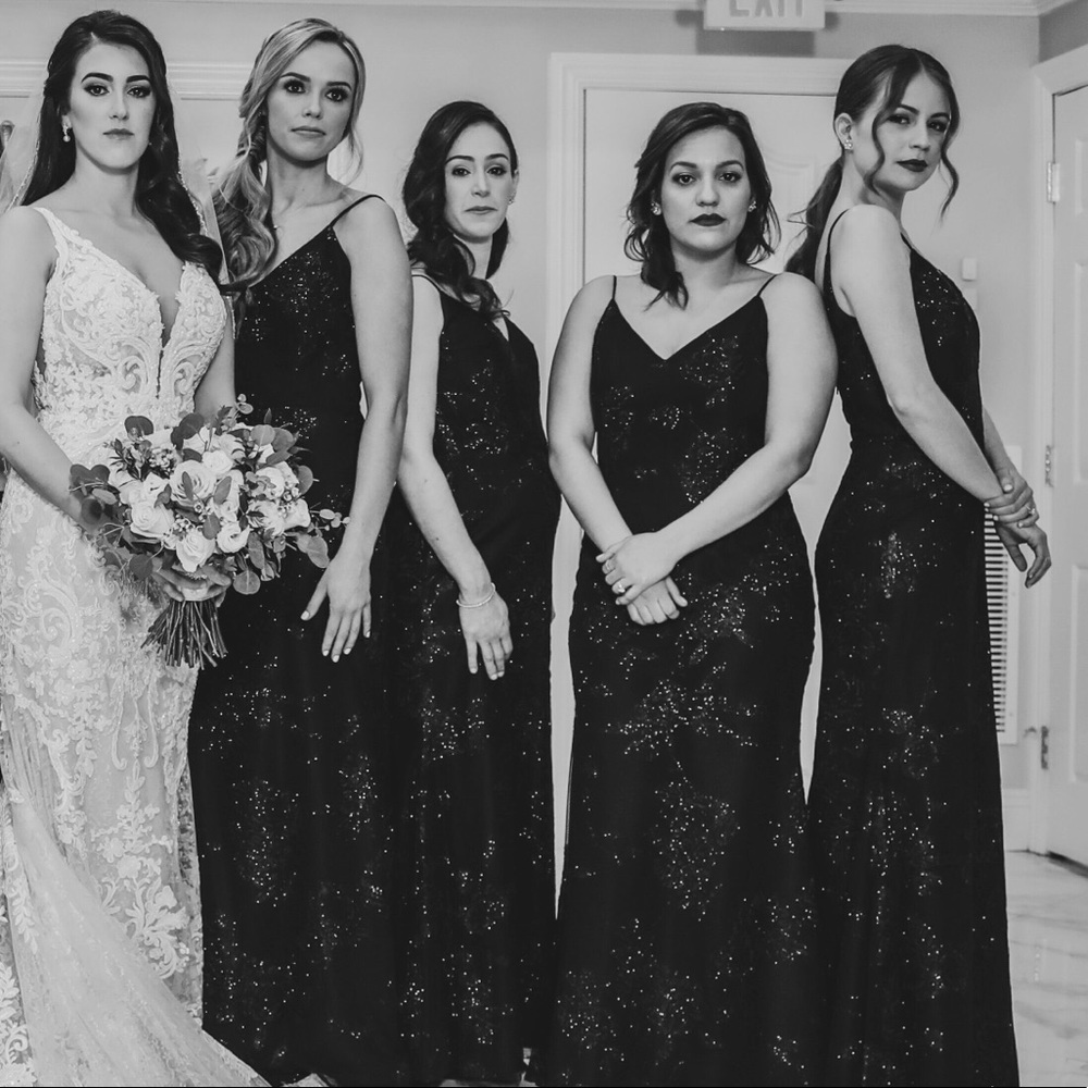 Hayley Paige Occasions Black Beaded Evening Gown - Picture 4 of 7